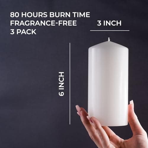 Large White Pillar Candle Set of 3