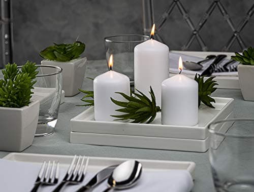 BOLSIUS 12 White Pillar Candles - 17 Hours Burn Time - Premium European Quality - Wedding, Party & More