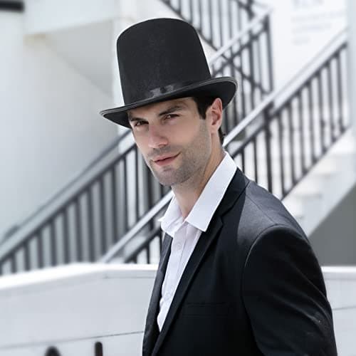GEMVIE Vintage Style Felt Top Hat for Costume Parties