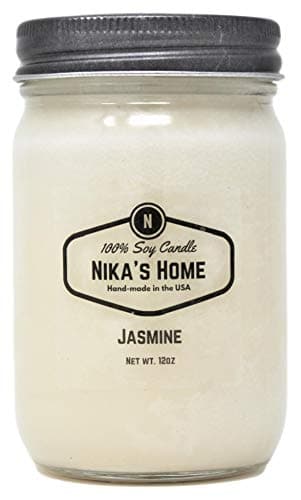 Nika's Jasmine Soy Candle, 12oz, Long Burning, Handmade