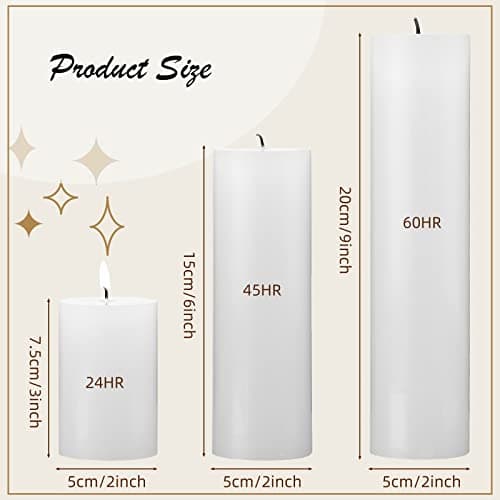 Lounsweer 12-Piece Unscented Pillar Candles for Wedding, Holiday, and Home Decor