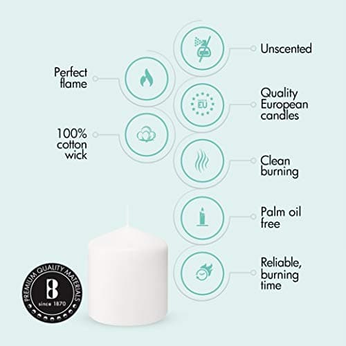 BOLSIUS 6 Ivory Pillar Candles - 3x3 Inches, 25+ HoursBurn Time - No Palm Oil, Premium Quality