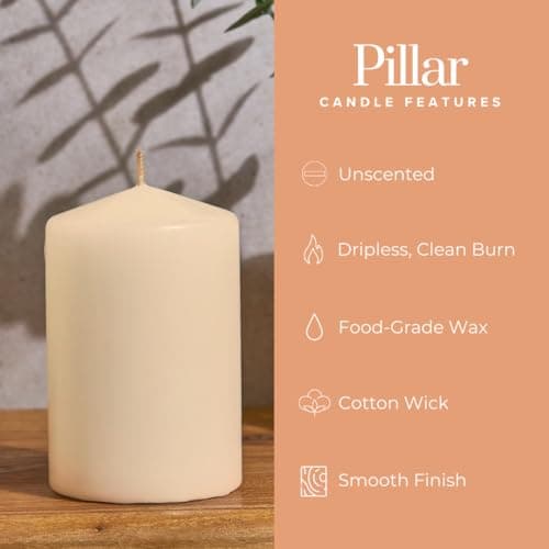 Simply Soson 6-Piece 3x4 Inch Ivory Tall Emergency Unscented Cone Tip Pillar Candles