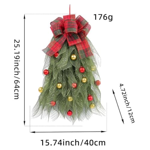 2Pcs Red Bow Christmas Teardrop Swag Garland, DIY Holiday Wall Decor