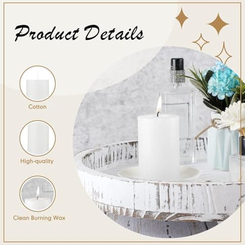 Lounsweer 12-Piece Unscented Pillar Candles for Wedding, Holiday, and Home Decor