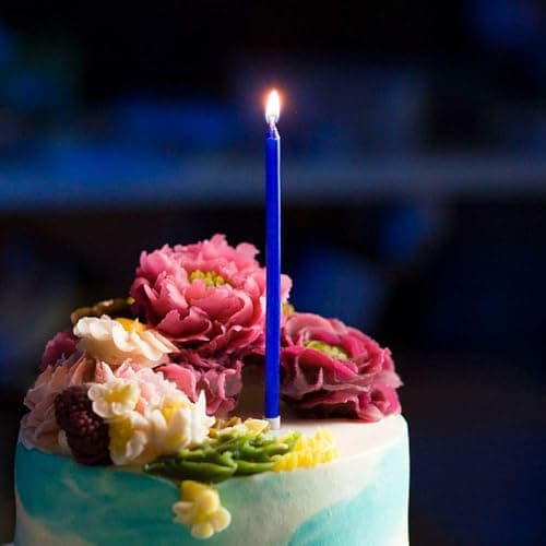 12 Tall Blue Birthday Candles for Party Decorations