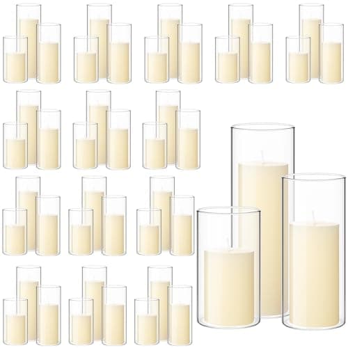 108-Piece Pillar Candle and Glass Cylinder Vase Set for Table Decorations