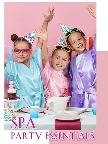 24 Pcs Sleepover Party Supplies for Girls: Spa Party Robes, Tote Bags, Headbands, and Masks