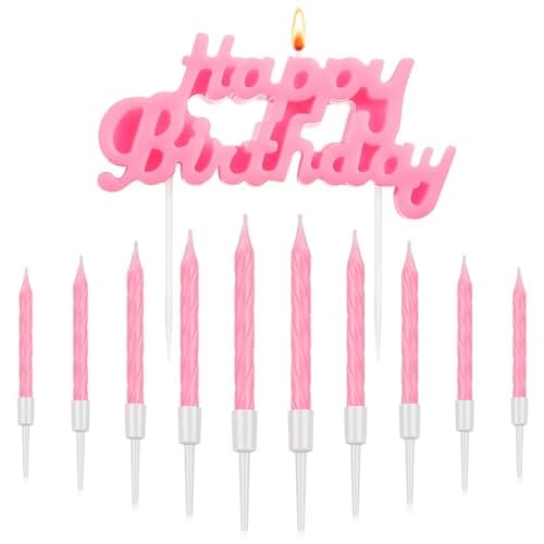 MTLEE Gold Happy Birthday Thin Spiral Candles Topper for Cake Decoration Party Supplies