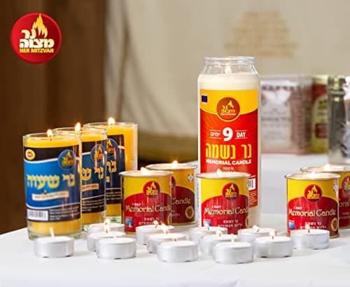 Ner Mitzvah 9-Day Yahrtzeit Memorial Candle, Kosher, Plastic Holder