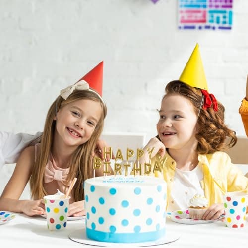 Happy Birthday Cake Candles & Party Decorations, Gold Wedding Anniversary Topper