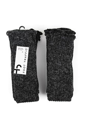 Foot Traffic Women's Super Long Charcoal Cable-Knit Leg Warmers