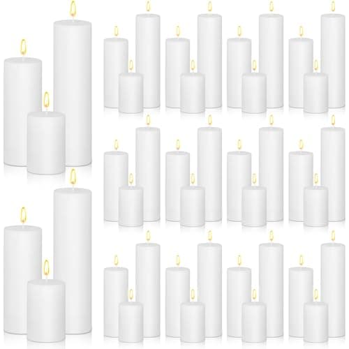 MTLEE 48-Piece Assorted Pillar Candle Set - Dripless, Unscented, Smokeless (3, 6, 8) for Weddings, Holidays, Restaurants, and Home Decor