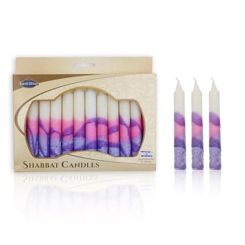Safed 12-Pack Harmony Violet Shabbat Candles - Dripless & Traditional (SC-SHHR-V)