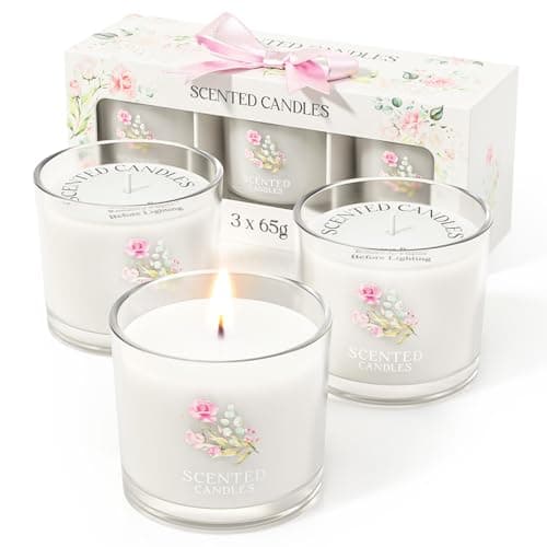 Stress Relief Scented Candle Gift Set, Pink + Purple + White