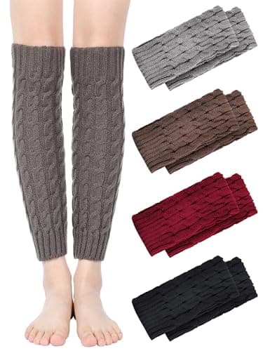 Geyoga Women's Long Winter Leg Warmers Cable Knit Boot Socks