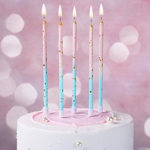 Bella Meri Pink Blue Gold Long Birthday Candles