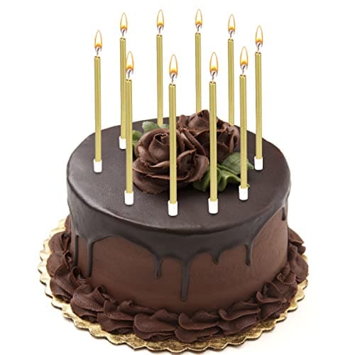 24-Piece Metallic Champagne Gold Birthday Candles for Cakes and Cupcakes