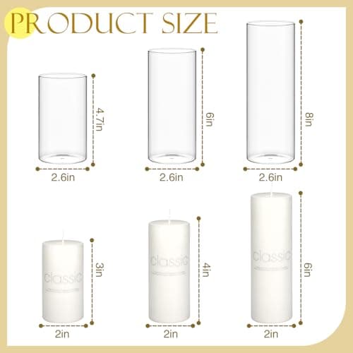 Bulk White Pillar Candles with Glass for Weddings - Set of 24