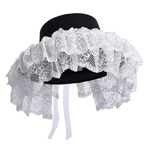 COSDREAMER Gothic Victorian Hat in White & Black Lace