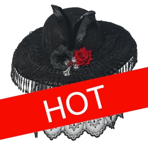 COSDREAMER Black & White Gothic Steampunk Top Hat for Party