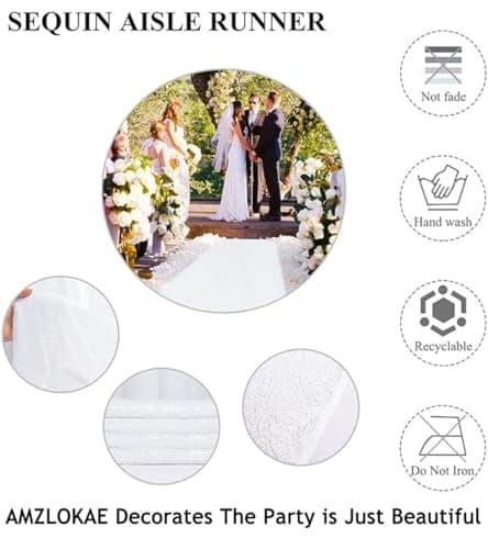 White Sequin Wedding Aisle Runner - 2FTx15FT