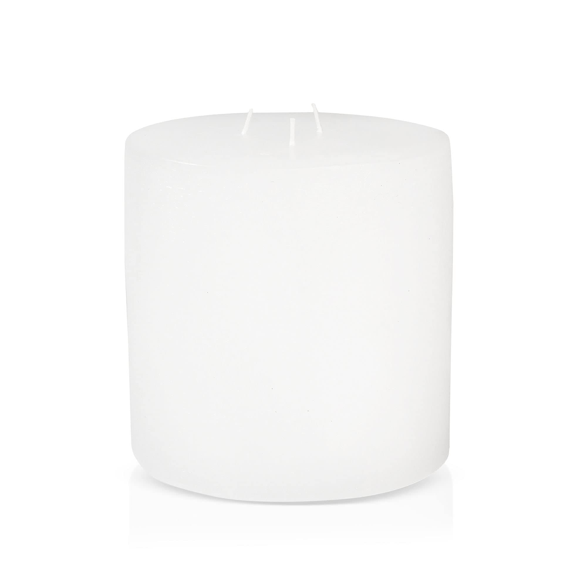 Bask Large Unscented 6-Inch 3-Wick Pillar Candles for Home and Events - White