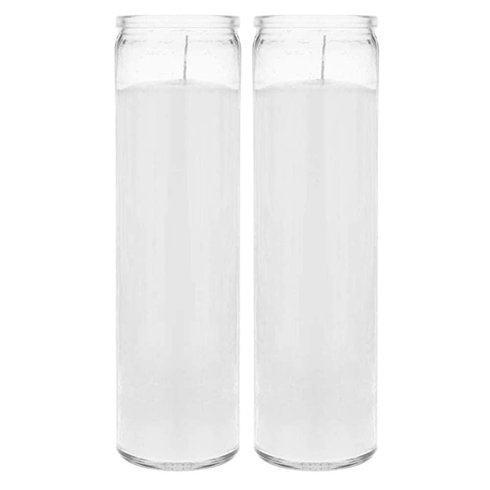 Brilux 2 Classic White Glass Candles, 8-INCH