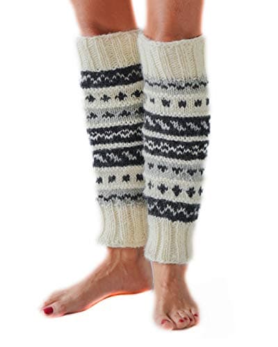 Hand-Knit Tibetan Wool Leg Warmers with Fleece Lining
