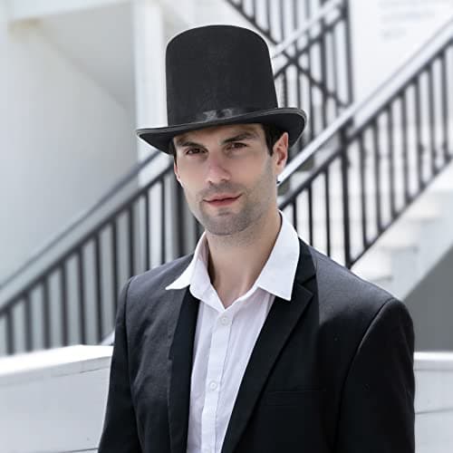 GEMVIE Vintage Style Felt Top Hat for Costume Parties