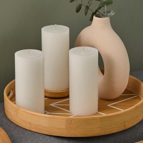 Simply Soson 3-Pack 3x6 Inch Unscented White Pillar Candles, Dripless, Perfect for Weddings, Parties & Home Decor