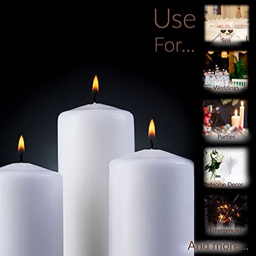 9 Pack 6 Inch White Dripless Pillar Candles for Home Décor