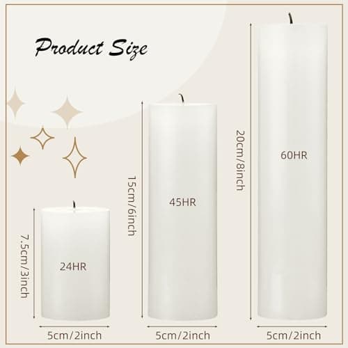 24-Piece Ivory Pillar Candle Set for Wedding, Party, and Home Spa