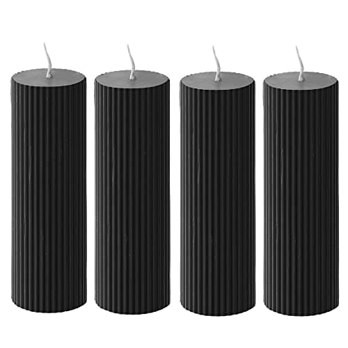 Natural White Unscented Ribbed Pillar Candles 2x6", Soy Wax 4 Pack