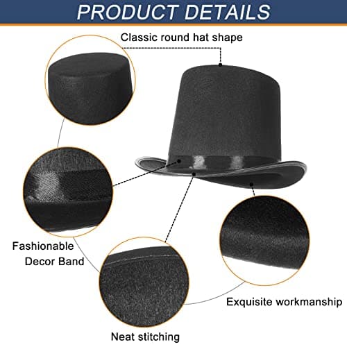 GEMVIE Vintage Style Felt Top Hat for Costume Parties