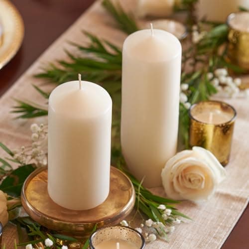 6 Pack 2.5x4 Inch Ivory Pillar Candles, Emergency Tall Wax Unscented Candles