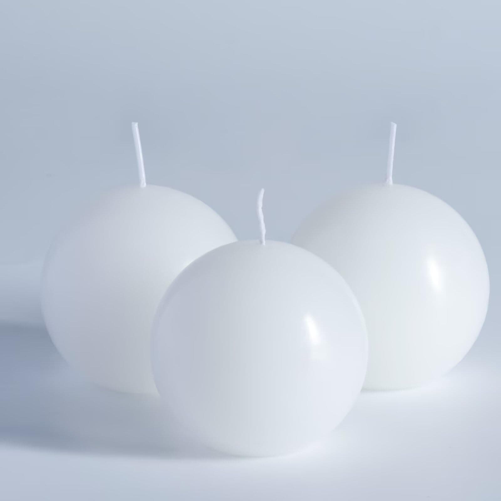 MOZEAL 3 Inch White Round Pillar Candles Set of 3 - Elegant, Dripless, Unscented, Smokeless
