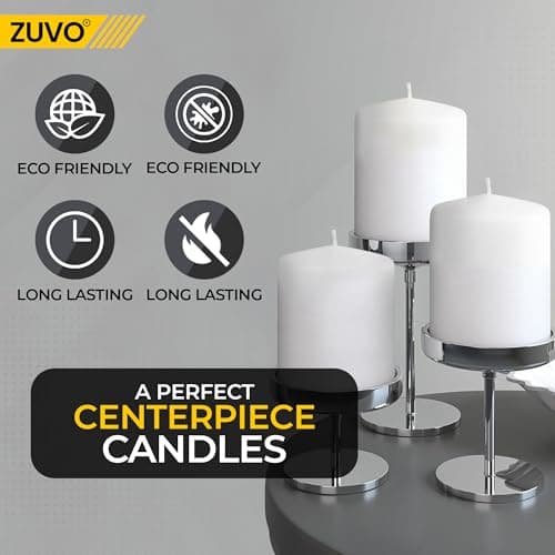 Slow-Burning 3-Inch White Unscented Pillar Candles - Bulk Pack (Pack of 10)