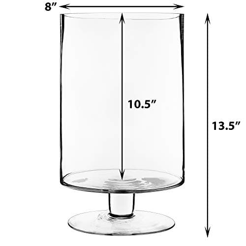 CYS EXCEL Glass Hurricane Candle Holder | Multiple Size Stemmed Centerpieces