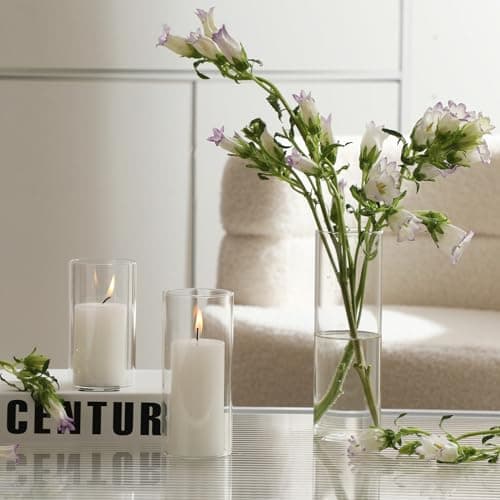 White Pillar Candles and Holders for Wedding Centerpieces(2.6" X 4.7", 5.9", 7.9")