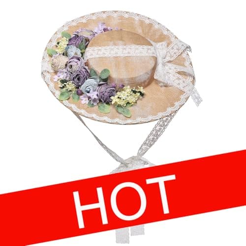 COSDREAMER Victorian Floral Flat Hat for Women and Girls