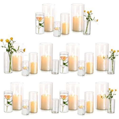 Glasseam Clear Glass Cylinder Vases for Home Decor, 6"+7.8"+10" Centerpieces