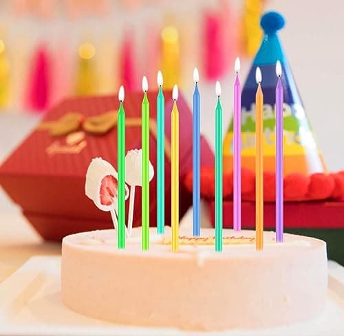 100-Count Rainbow Birthday Candles – PastelPastels, Elegant Silver Base – Perfect for Cakes, Weddings