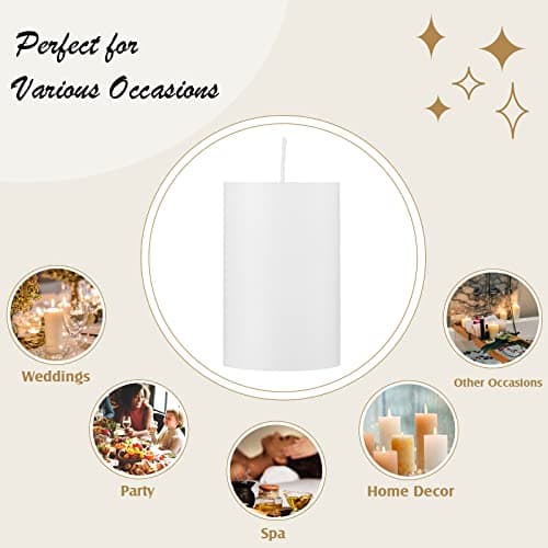 Lounsweer 12-Piece Unscented Pillar Candles for Wedding, Holiday, and Home Decor