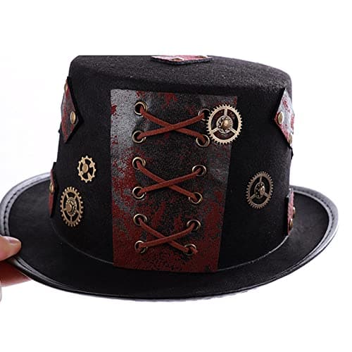 YANIYA BlackSteampunk Top Hat Gothic Hat for Halloween