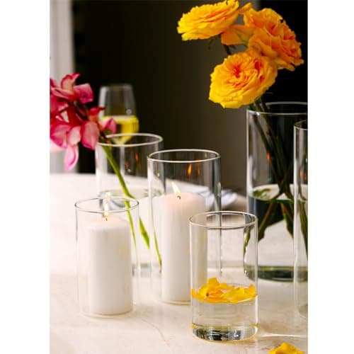 Hurricand 3PCS Glass Pillar Candle Holder for Weddings and Centerpieces