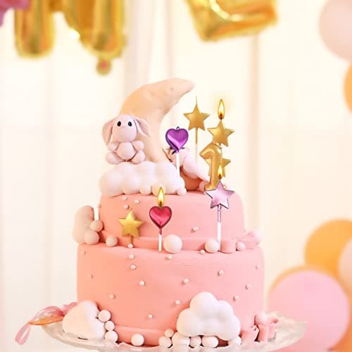 10 Cute Heart & Star Birthday Candles for Party and Wedding Cake Decoration Supplies