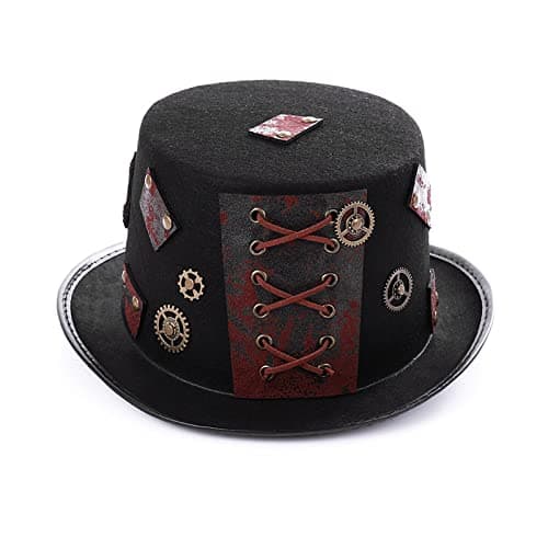 YANIYA BlackSteampunk Top Hat Gothic Hat for Halloween