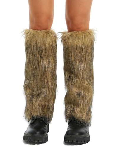 Aiphamy Women's Fluffy Faux Fur Leg Warmers for Winter
