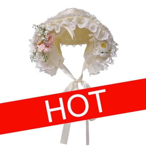 COSDREAMER Lace Flowers Victorian Bonnets for Girls & Women